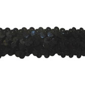 3 soros elasztikus flitterbortni, 3 cm széles - Black (Fekete)