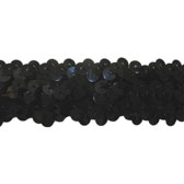 Elastic sequin trim, 3 rows, 1,2 wide - Black (Fekete)