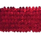 6 soros elasztikus flitterbortni, 6 cm széles - RED