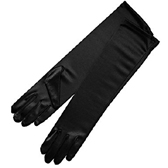 Könyék alatt érő szatén kesztyű - Black (Fekete)