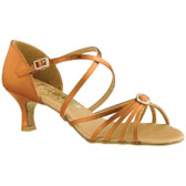 20% kedvezménnyel Latin női tánccipő 2´´=5cm kiszélesedő sarokkal: Freed of London Sophia model - DARK TAN SATIN