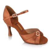 Freed of London Leona latin dance shoes - DARK TAN SATIN