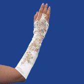 Lace patched fingerless gloves 9128 v/10bl - IVORY (Elefántcsontszínű)