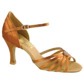 Freed of London Lois latin dance shoes - DARK TAN SATIN