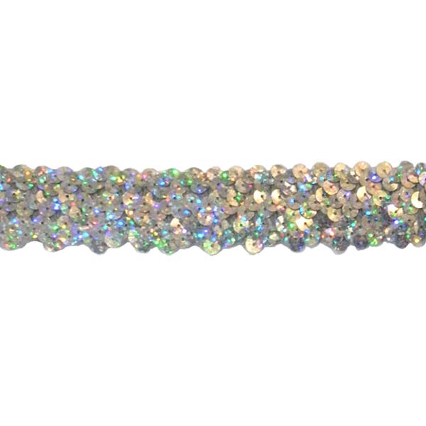3 soros hologrammos elasztikus flitterbortni, 3 cm széles