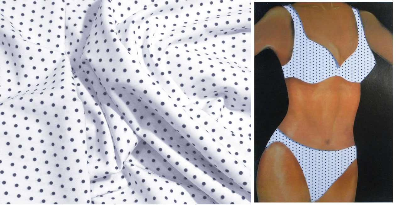 Pöttyös fürdőruha anyag