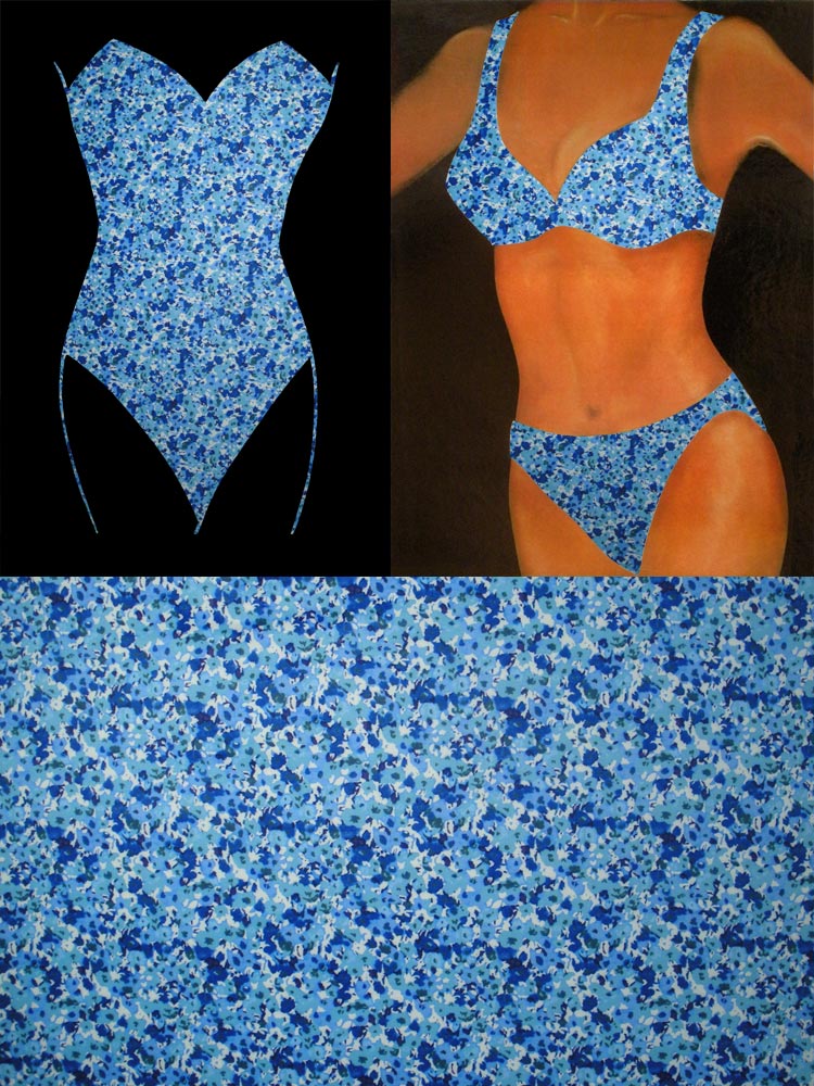 Nyomott mintás fürdőruha anyag